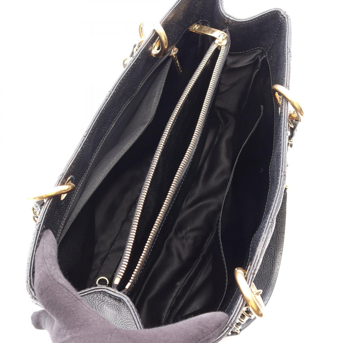 CHANEL Black Matelasse Grand Shopping GST Grained Calfskin leather 2104102539159