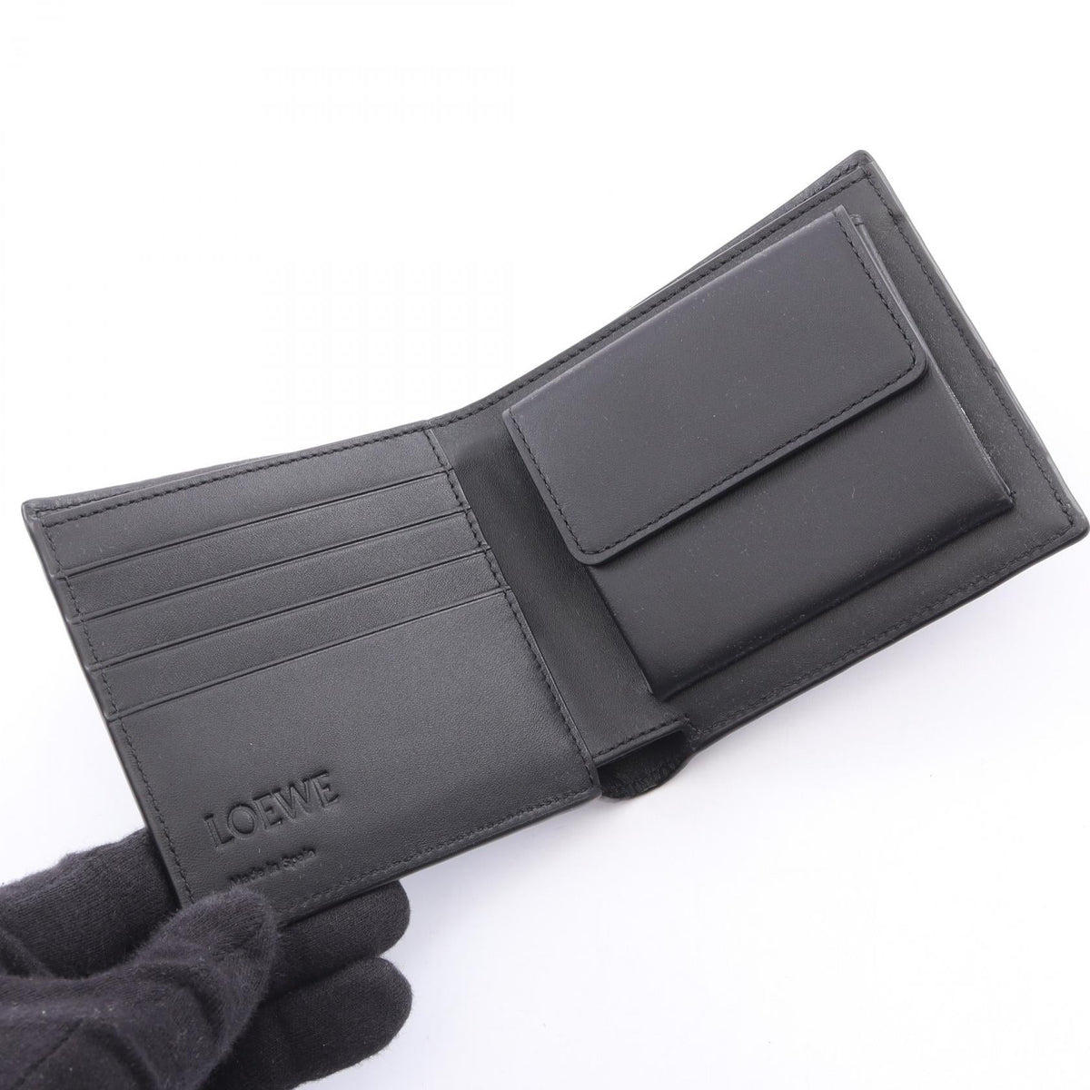 LOEWE bifold coin wallet Bi-fold wallet Black leather C779501X011100 2101220148584