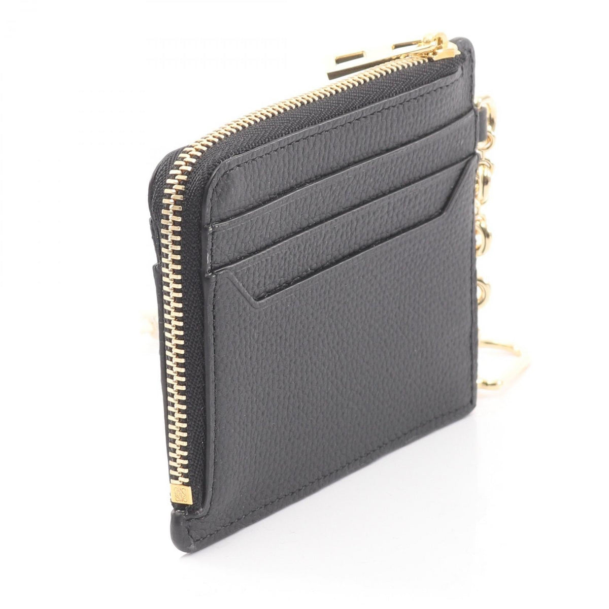 LOEWE Anagram Square Coin Card Holder with Keyring coin purse Black leather C821SQLX031206 2101220148669