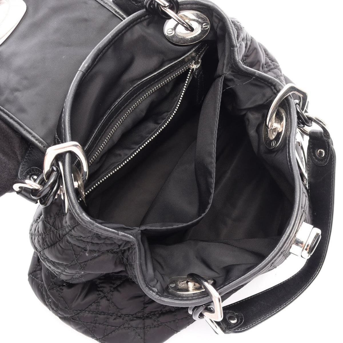 Dior Charming Rock Cannage Handbag Black Nylon�leather 2101220150778