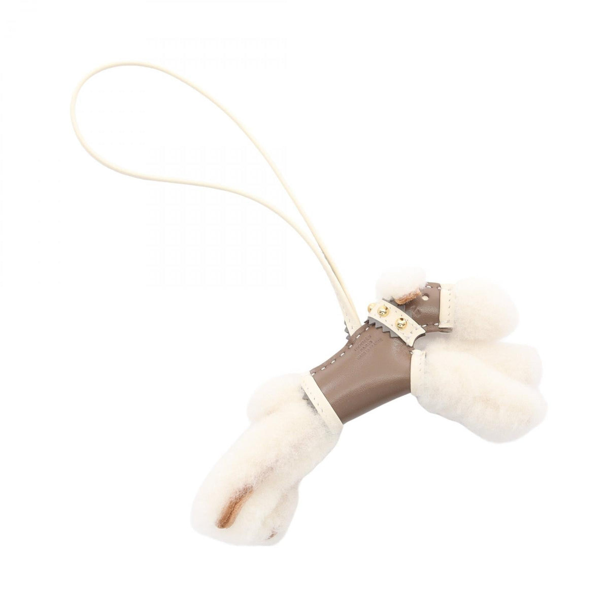 HERMES Buddy Charm Etoupe Grey Studs charm Gray/White Agneau milo Mouton Agneau milo 2104102536219