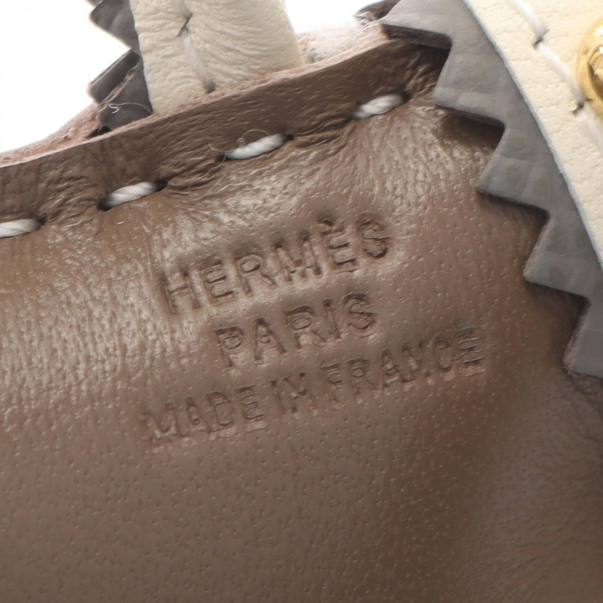 HERMES Buddy Charm Etoupe Grey Studs charm Gray/White Agneau milo Mouton Agneau milo 2104102536219