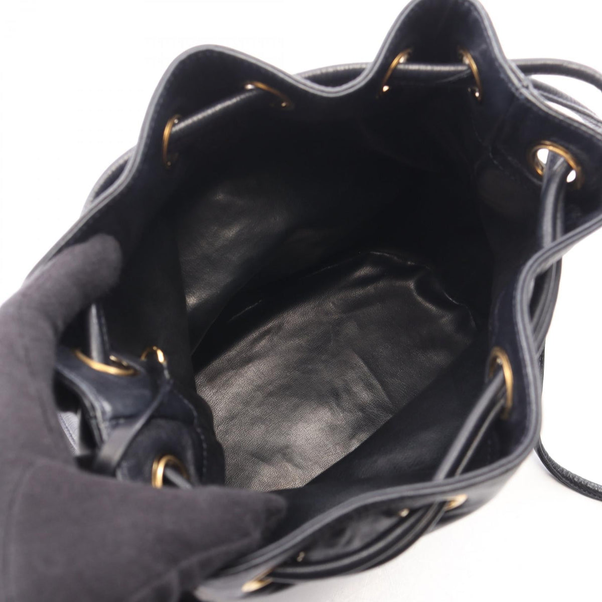CHANEL Black COCO Mark drawstring purse Lambskin (sheep leather) 2101220136581