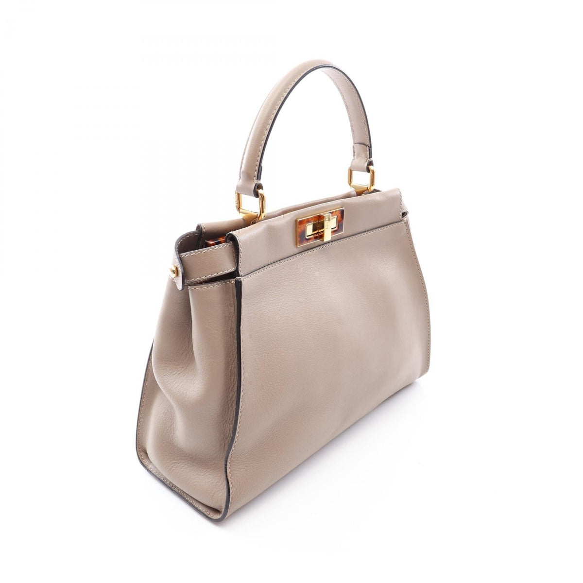 FENDI Peekaboo Regular 2WAY Handbag Beige leather 2101220136765
