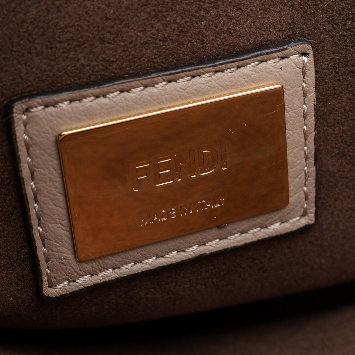FENDI Peekaboo Regular 2WAY Handbag Beige leather 2101220136765