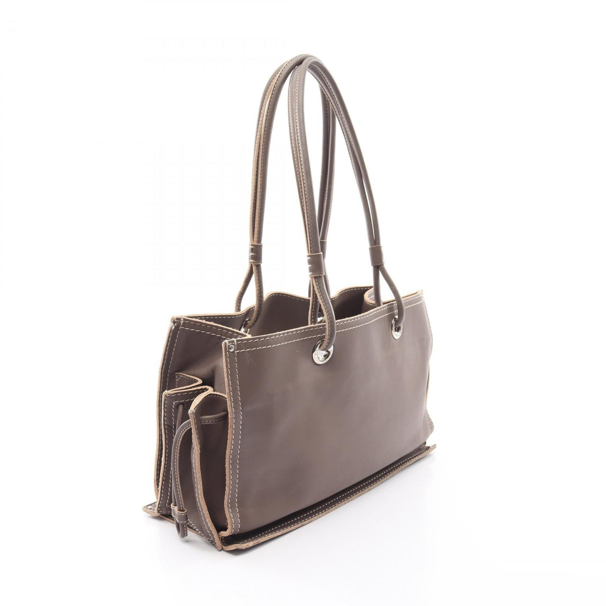 LOEWE Anagram punching Tote Bag Beige leather 2101220140953