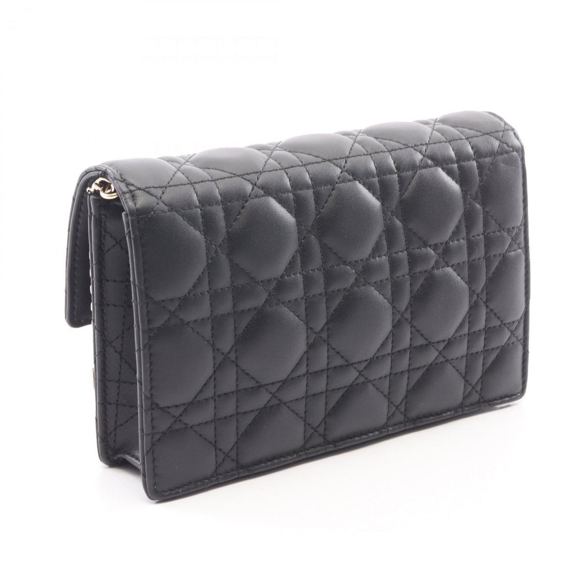 Dior My Dior Daily Chain Pouch Cannage Shoulder Bag Black leather 2101220142391