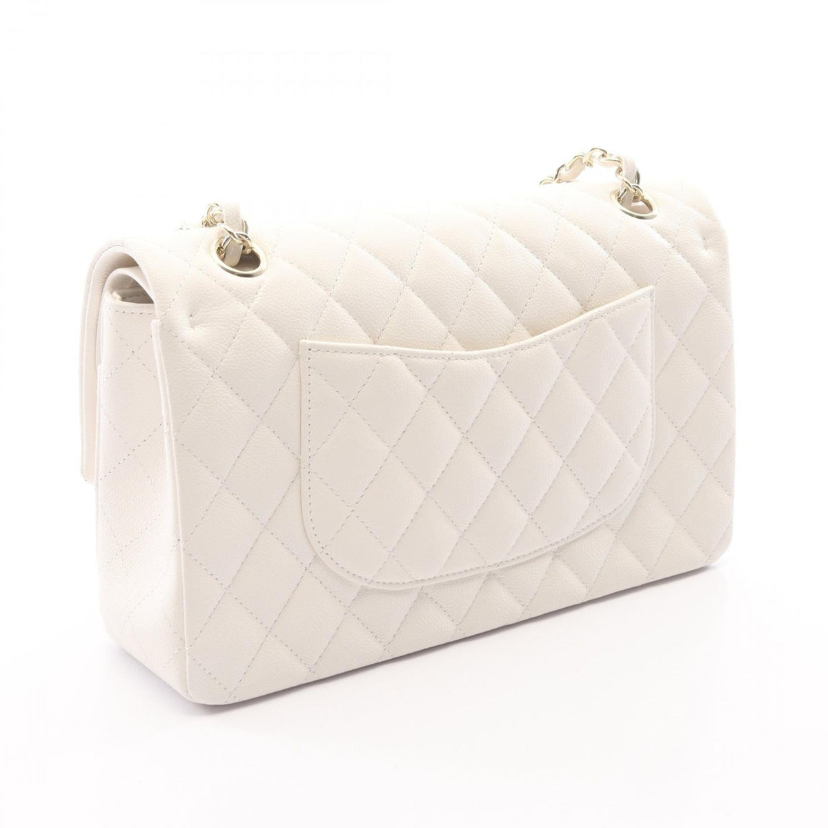 CHANEL White Matelasse W flap Grained Calfskin leather A01112 2120800033478