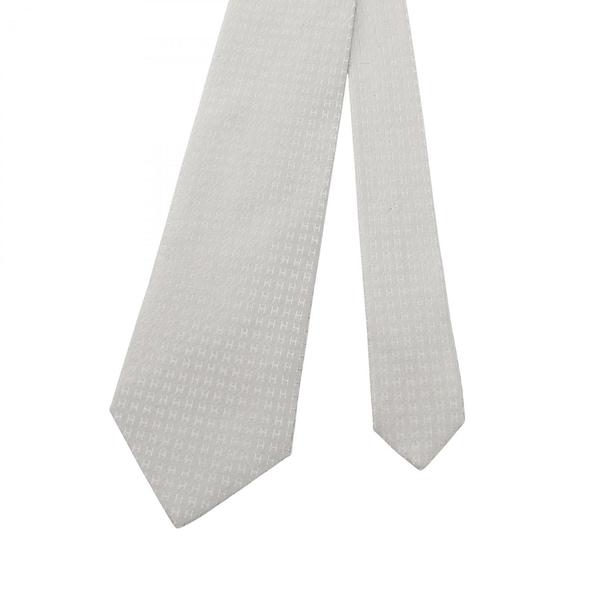 HERMES H pattern tie Gray silk silk 2101219904252