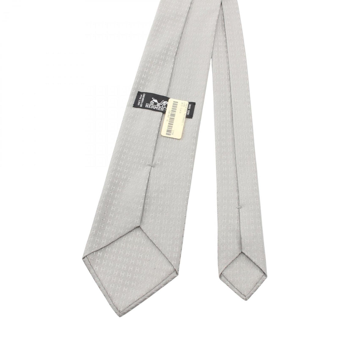 HERMES H pattern tie Gray silk silk 2101219904252
