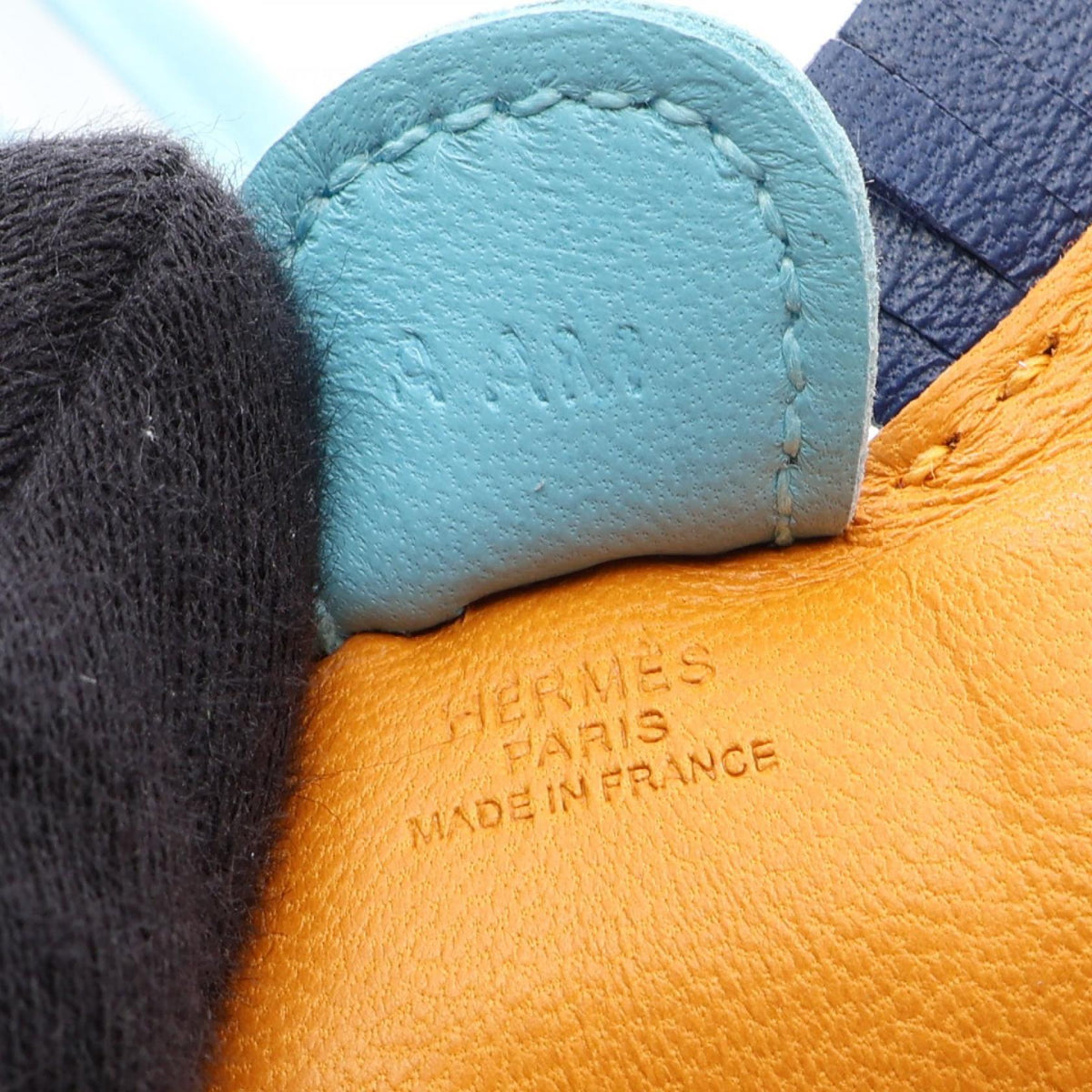 HERMES Rodeo PM Jaune dor Blue de malte Celeste charm Brown/Navy/Blue Agneau milo Other Agneau milo 2104102526333