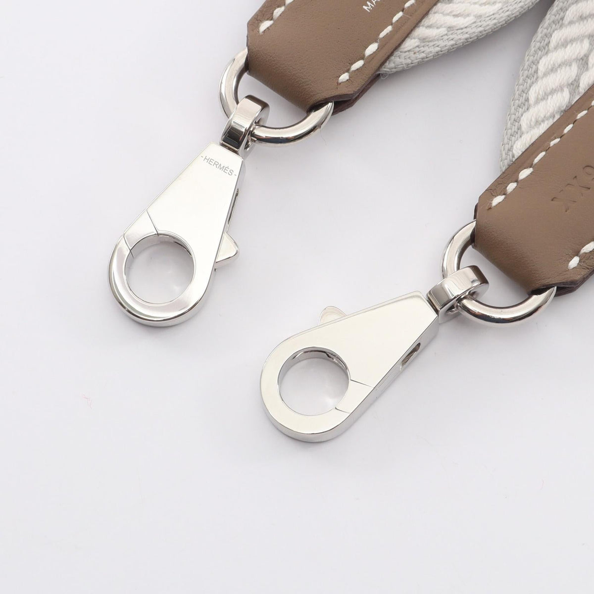 HERMES Bandouliere Cordage 50mm Gris pale Etoupe Grey Shoulder strapGris pale Gris pale White/Gray Towar canvas leather Vaux Swift leather 2120900132446