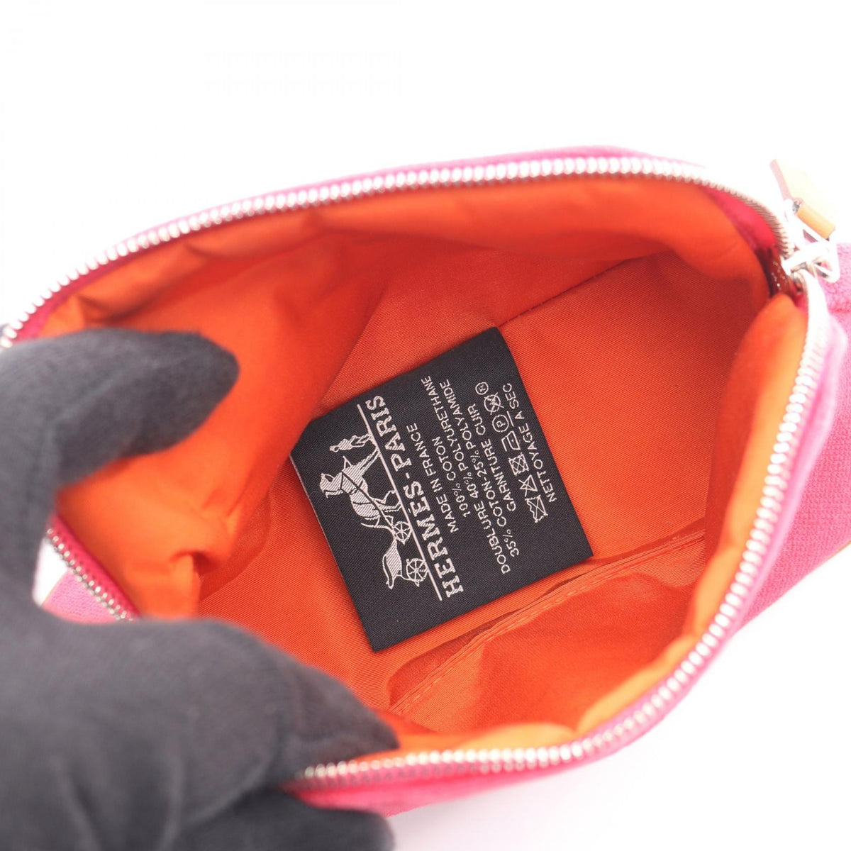 HERMES Polido Pouch 15 Mini Mini Hibiscus PouchPink Pink Pink canvas 2120900135539