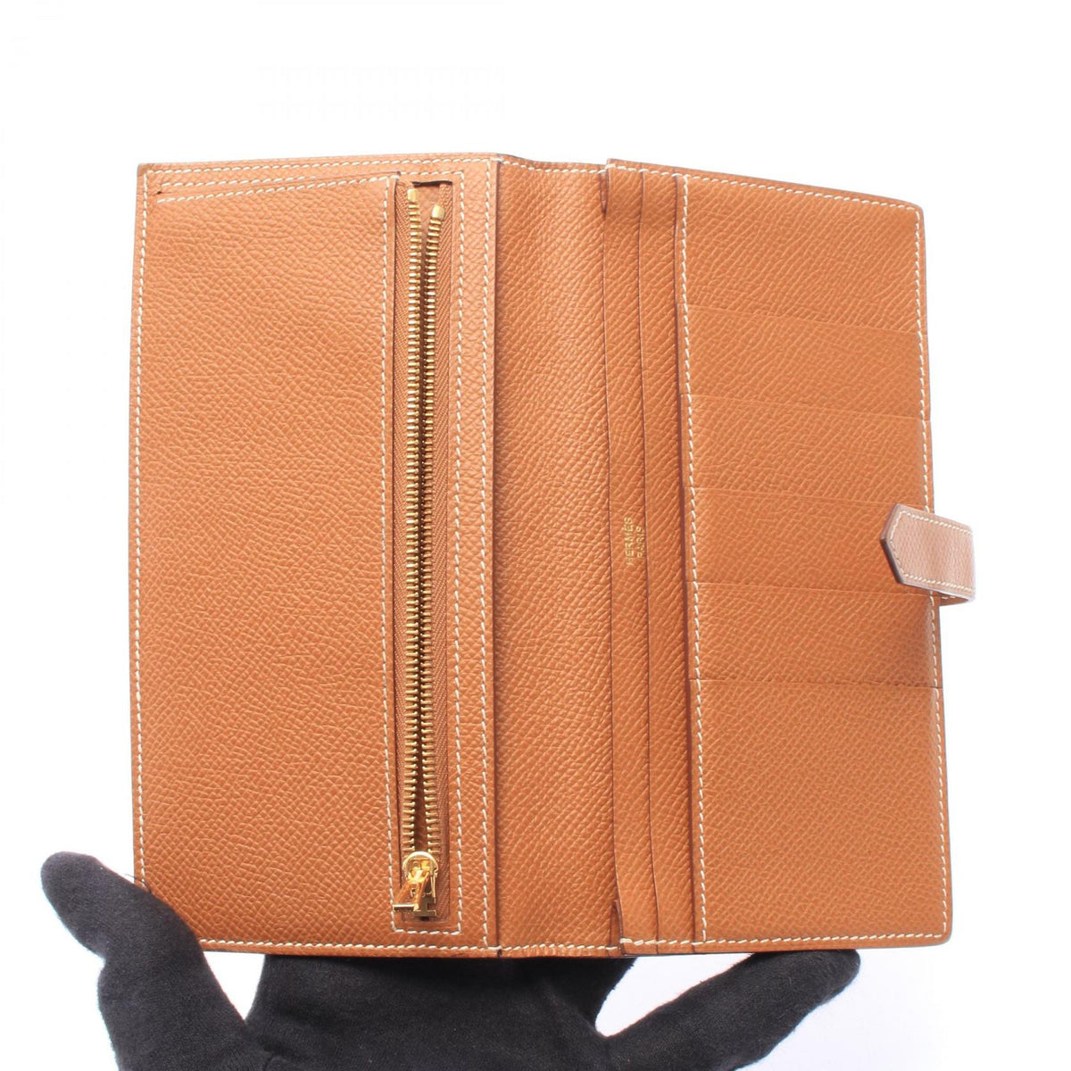 HERMES Bearn Soufflet Gold Bifoldpurse Brown Epsom Other Epsom 2106800641639
