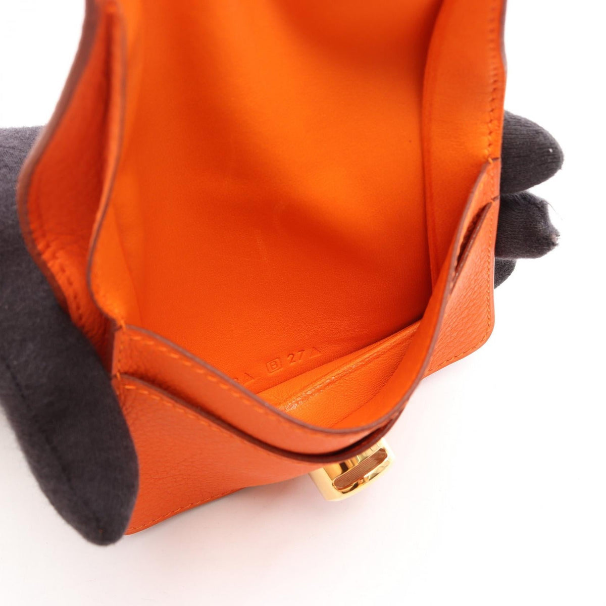 HERMES Dogon Card CaseOrange Orange Orange Taurillon Clemence Other Taurillon Clemence 2104102534031