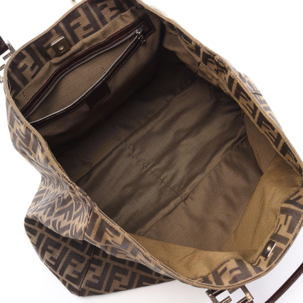 FENDI Zucca Tote Bag Brown canvas leather 26329 2101220153335