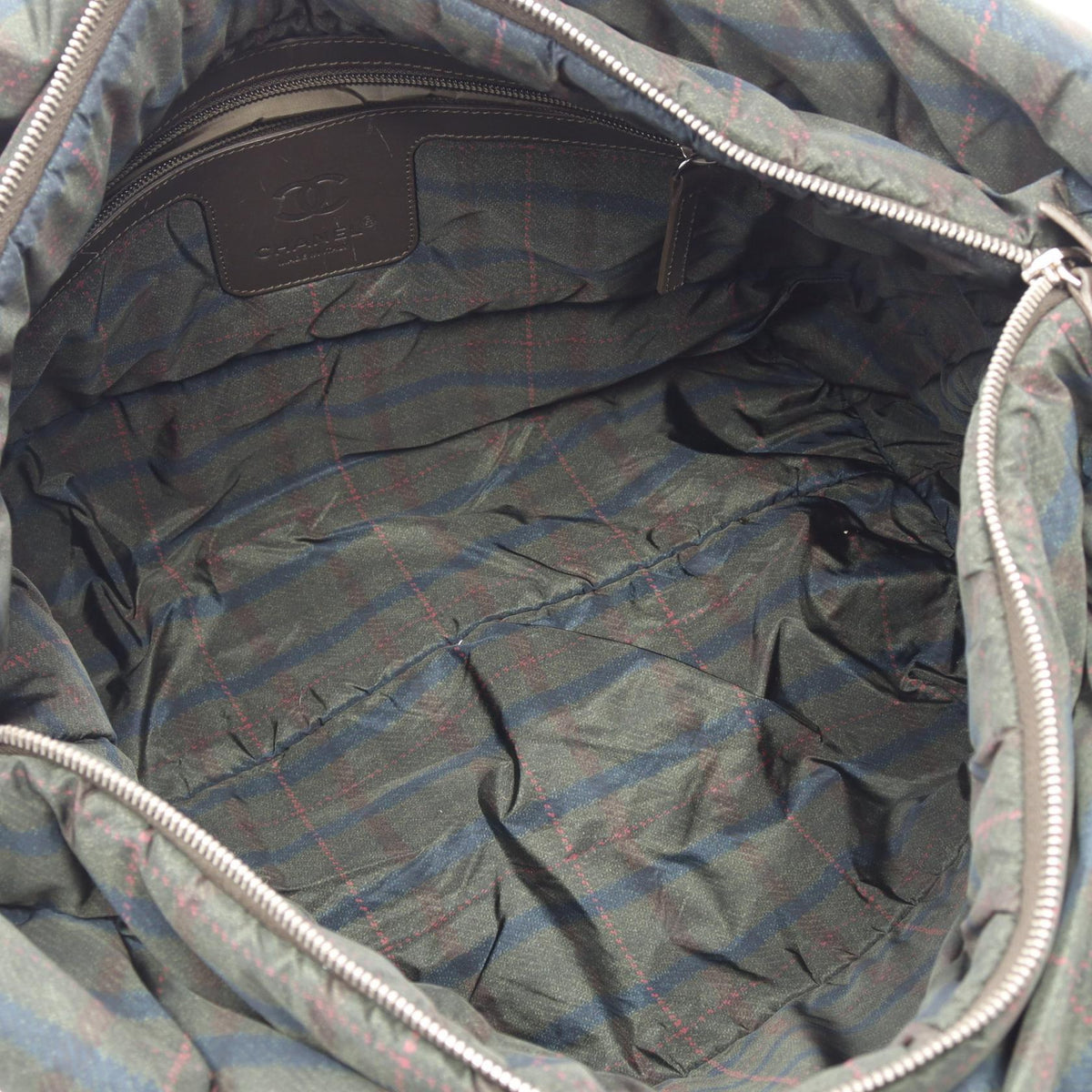 CHANEL Khaki/Multicolor Coco Cocoon MM Check Nylon leather A47107 2104102538855