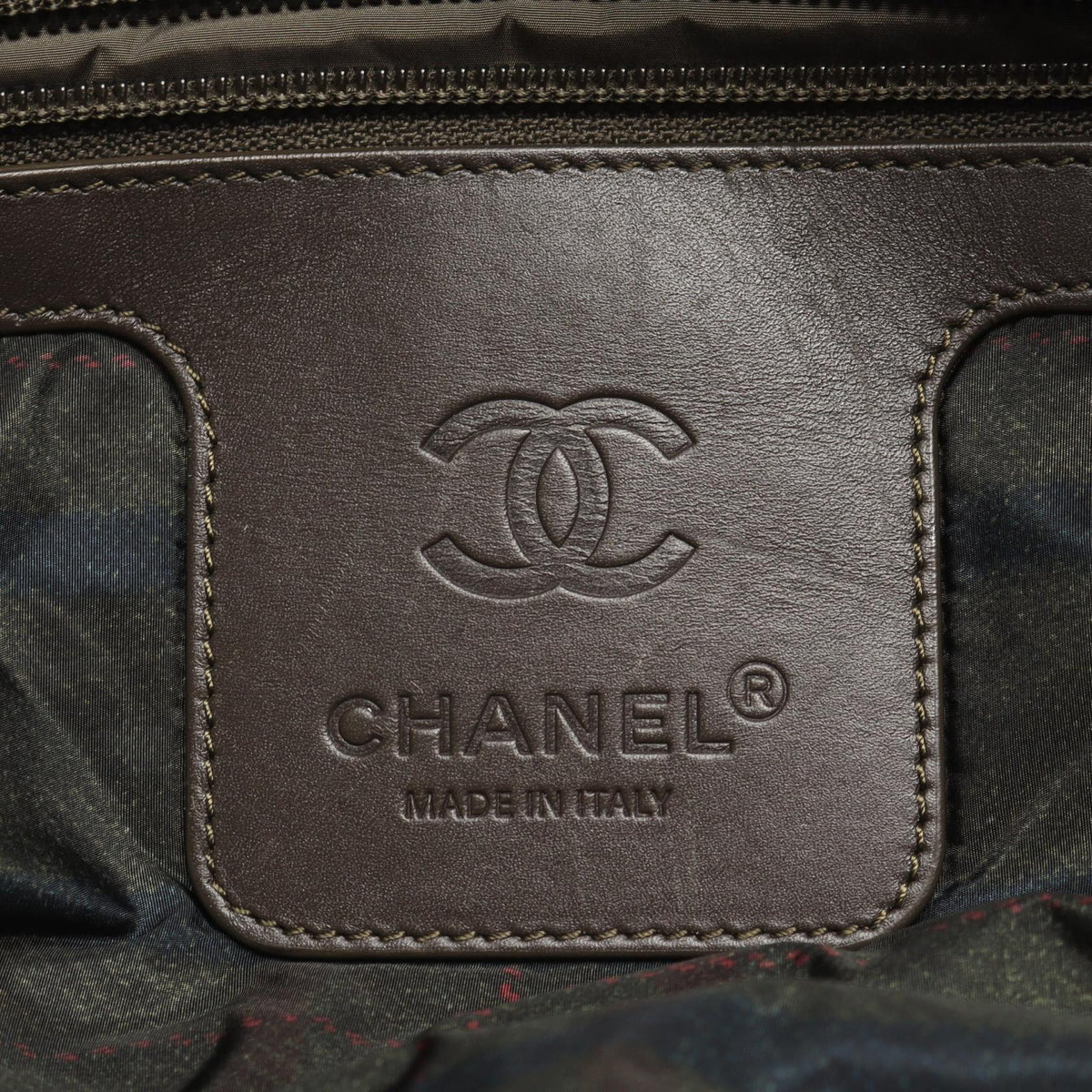 CHANEL Khaki/Multicolor Coco Cocoon MM Check Nylon leather A47107 2104102538855