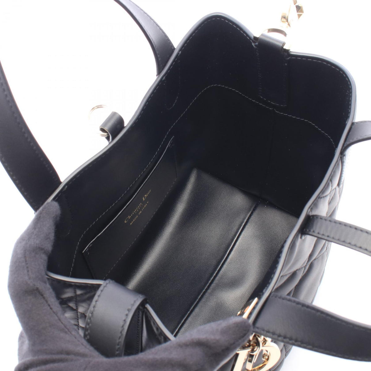 Dior Dior Toujours Vertical Tote Bag Small Macro Cannage 2WAY Handbag Black leather M2835OSNW_M900 2120300060097