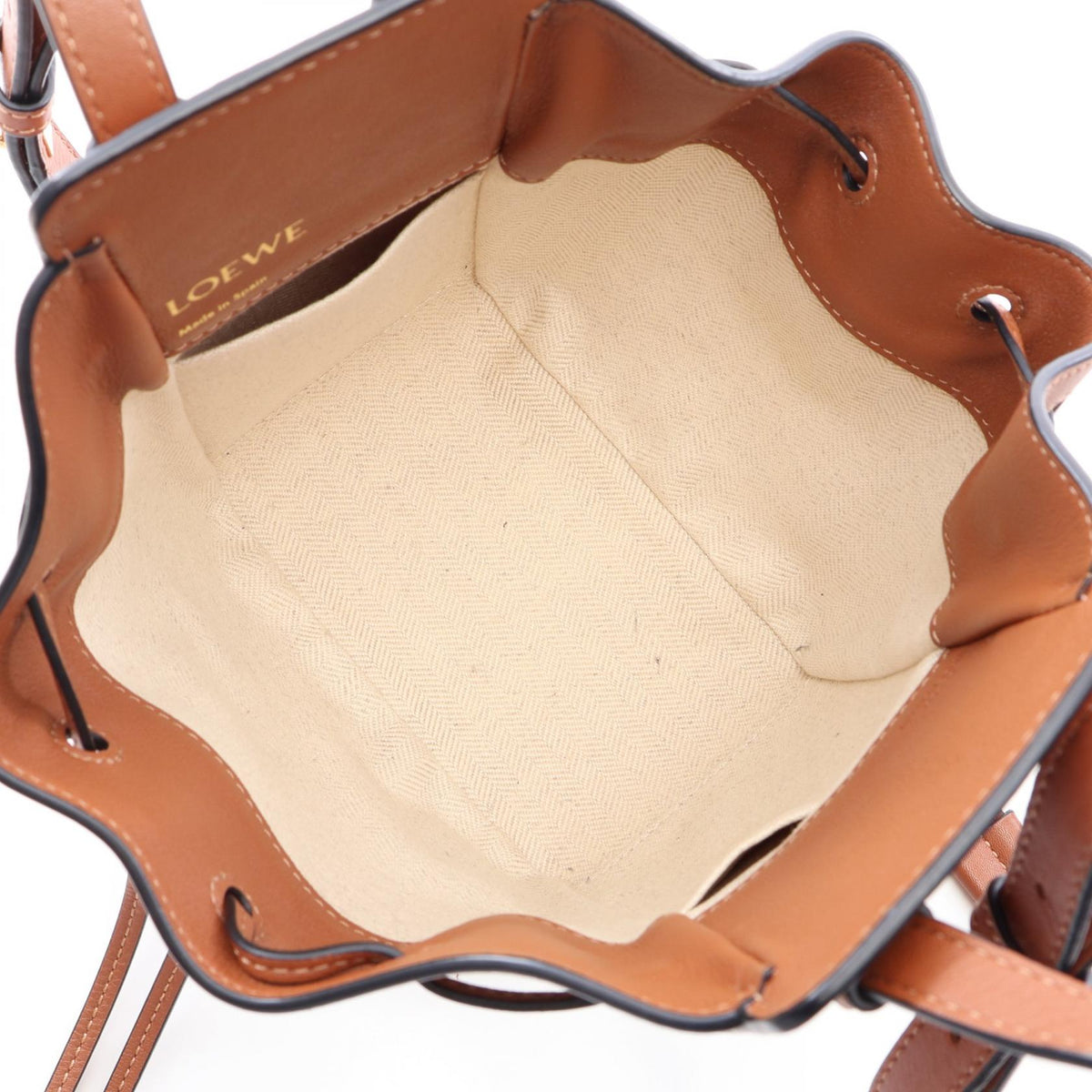 LOEWE Hammock Drawstring Bag Mini 2WAY Handbag Brown/Beige Other Canvas leather 2100301256347