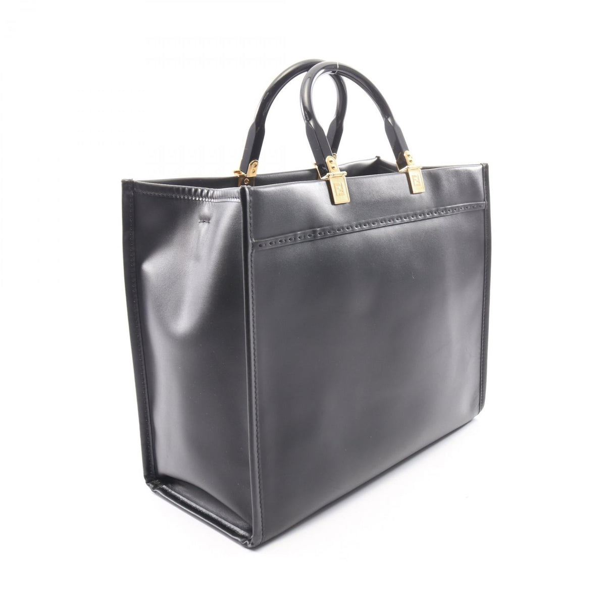 FENDI FENDI � VERSACE SUNSHINE MEDIUM 2WAY Tote Bag Black/Gold leather 8BH386 2107601180617