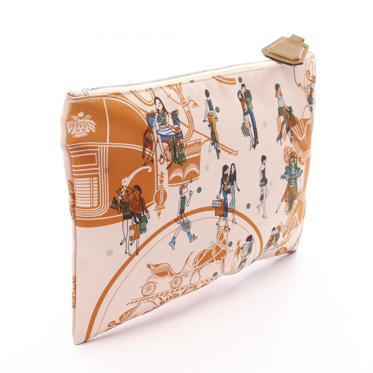 HERMES Silky Pocket Ex-Libris Parisienne PouchNata Nata Beige/Brown/Multicolor/Sesame silk silk 2100301256439