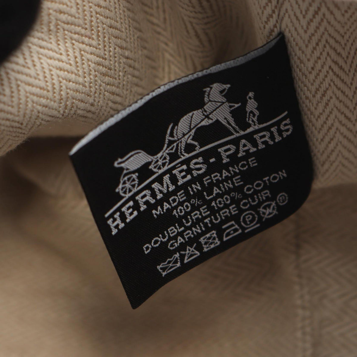 HERMES Bride a BracGM Handbag Navy/Khaki wool 2100301256613