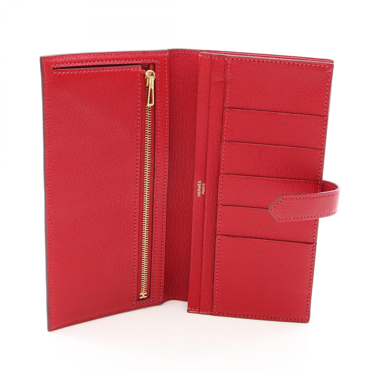 HERMES Bearn Soufflet BifoldpurseRouge casaque Rouge casaque Red Chevre leather Chevre 2106800643589