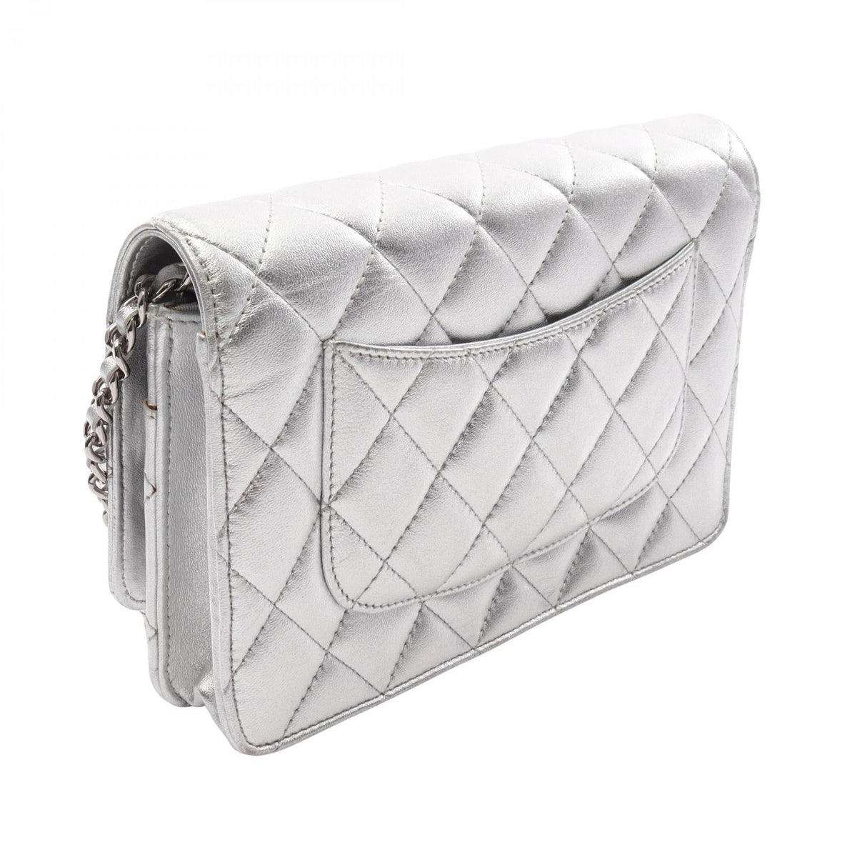 CHANEL Silver Matelasse leather AP0250 2120800033683