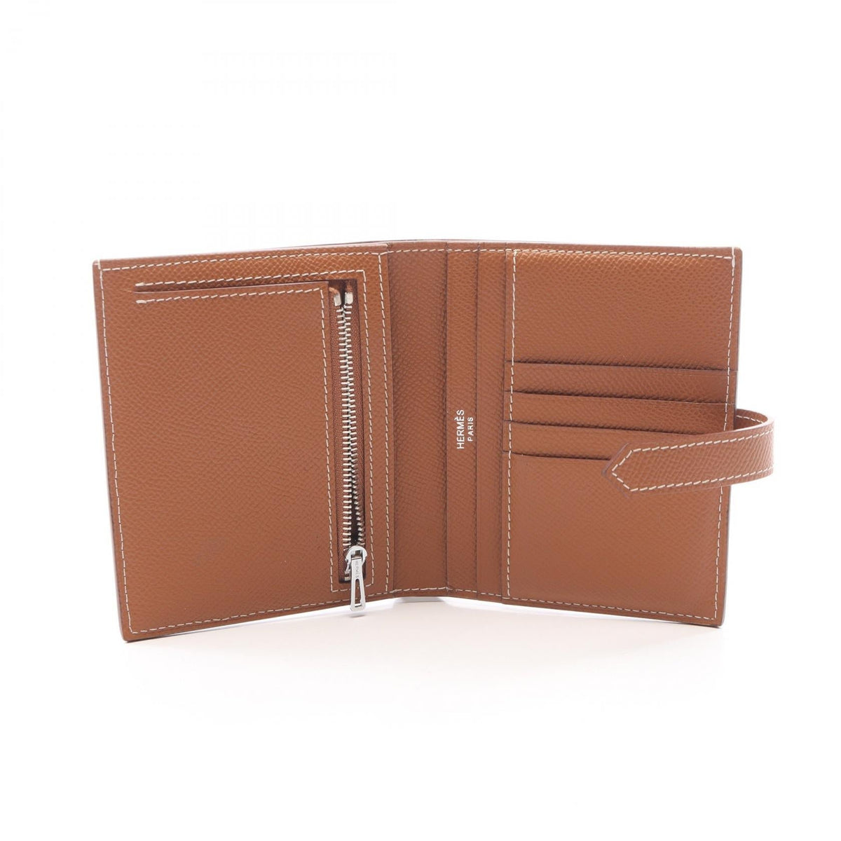 HERMES Bearn Compact Gold Bi-fold wallet Brown Epsom Other Epsom 2101220132439