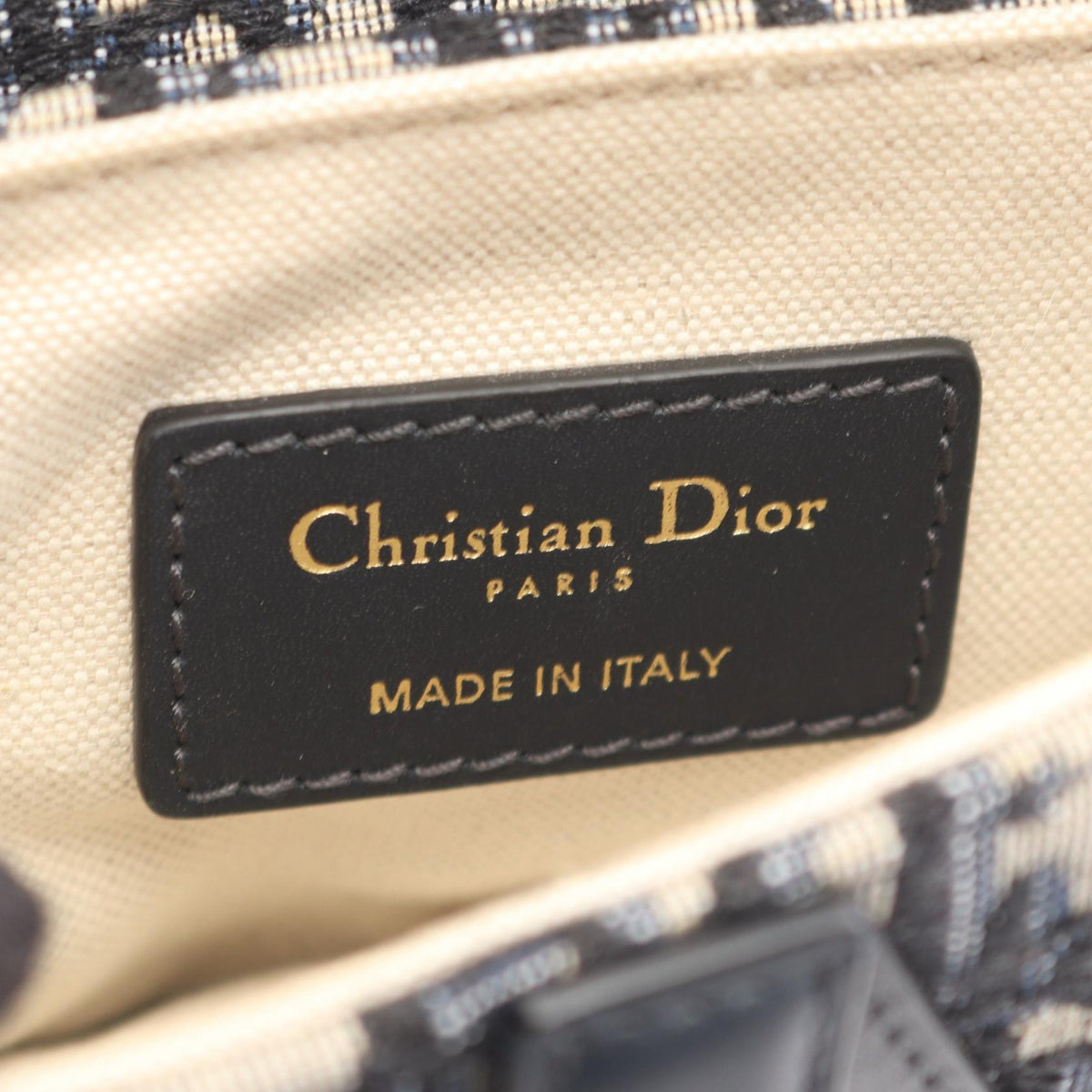 Christian Dior Mini Saddlebag in Oblique Jacquard Handbag Beige/Navy canvas�leather M0456CTZQ 2101220162290