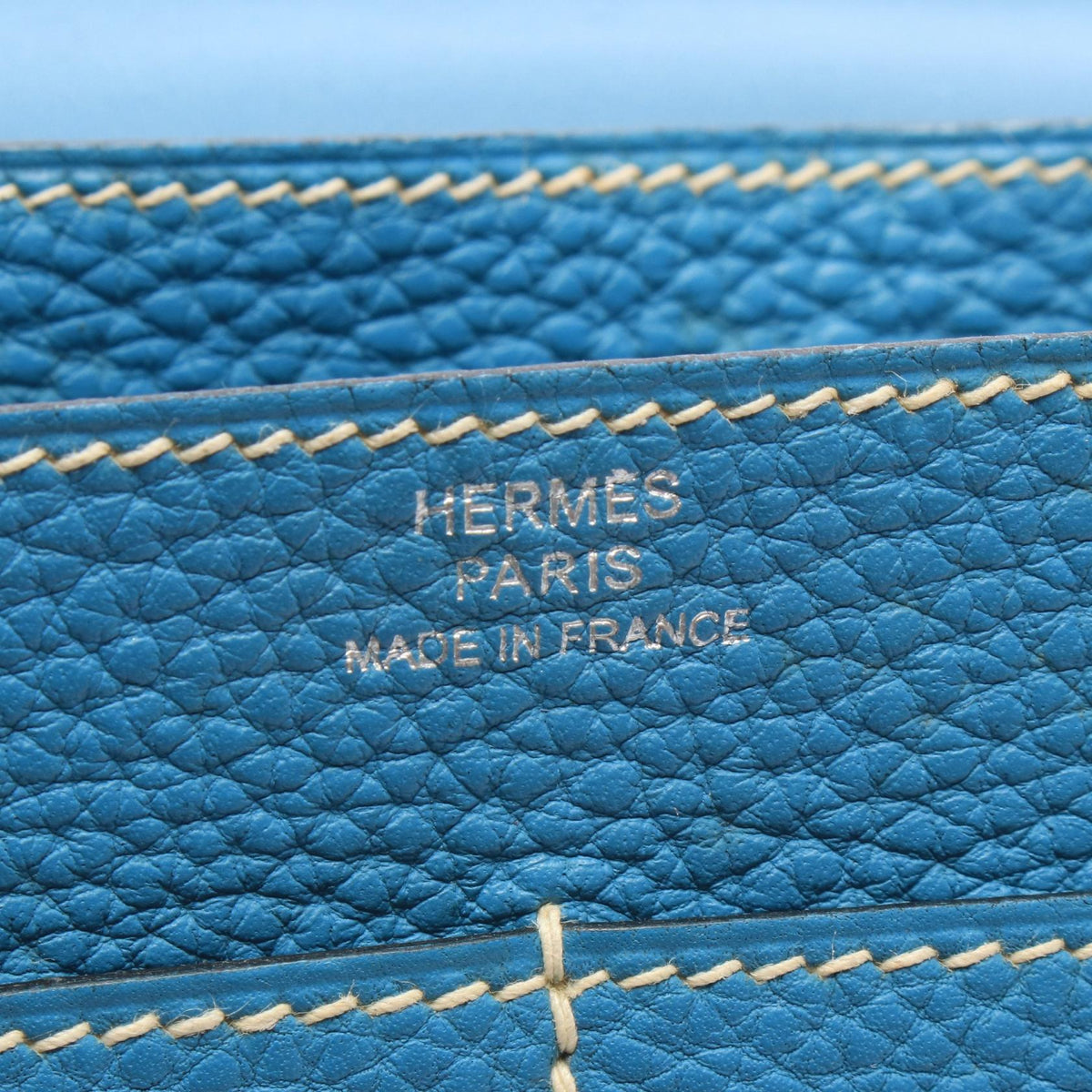 HERMES Dogon Duo GM Blue Jean Bifoldpurse Blue Taurillon Clemence Other Taurillon Clemence 2107400261104