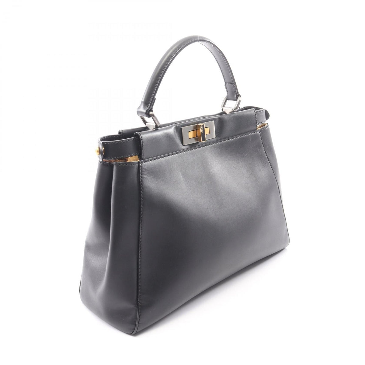 FENDI Peekaboo Regular 2WAY Handbag Black leather 8BN226 2101220172398