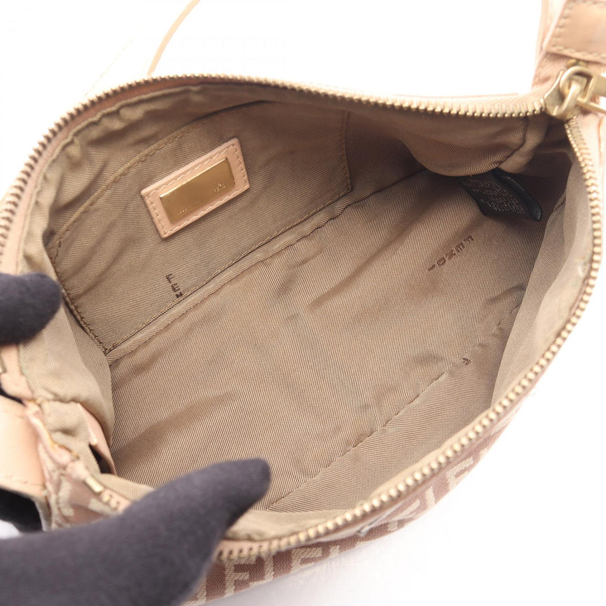 FENDI Zucchino accessory pouch Handbag Pink canvas�leather 8BR443 2101220147419