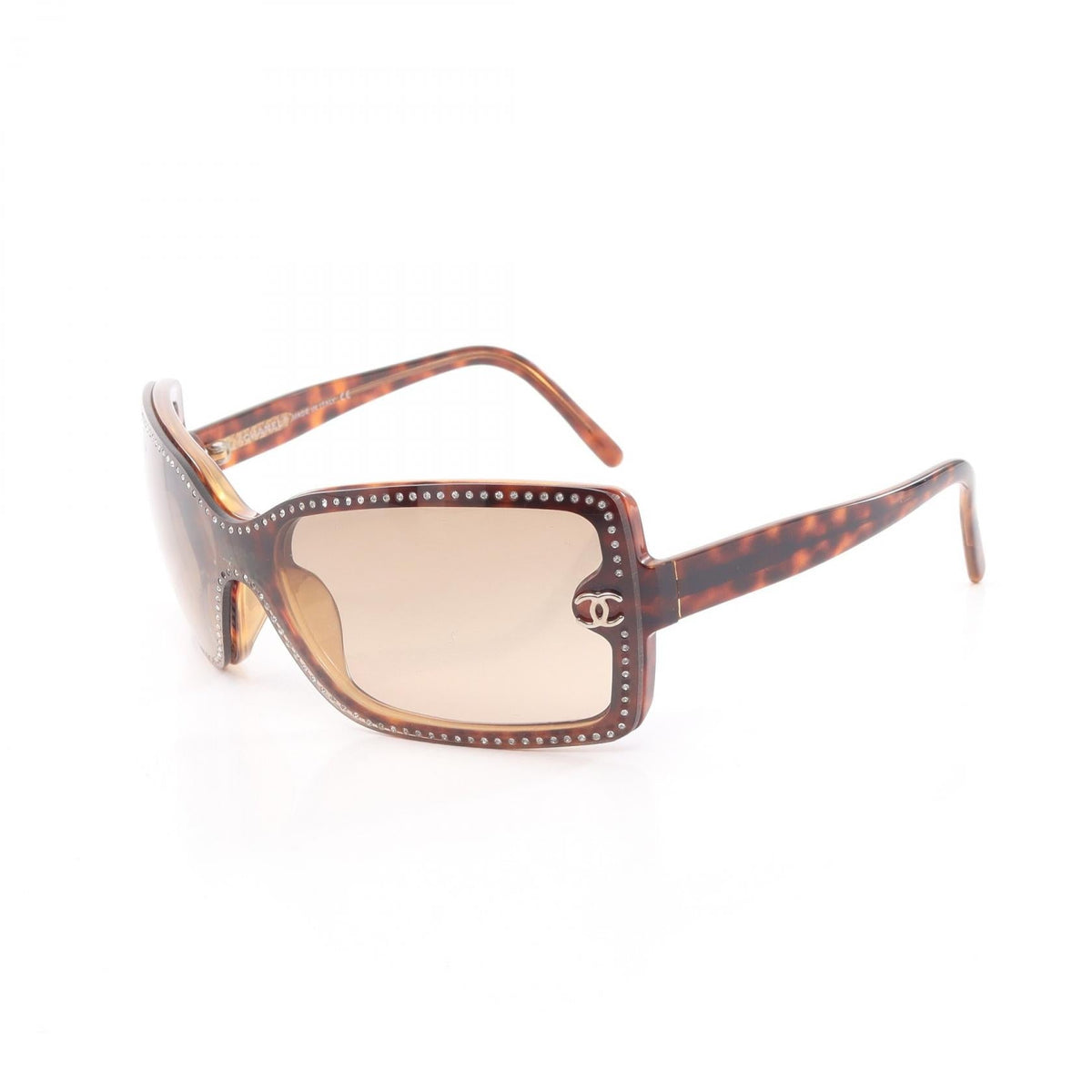 CHANEL Brown COCO Mark Gradient Lens Tortoiseshell Pattern Other Plastic / Rhinestone 5065-B 2101220147389