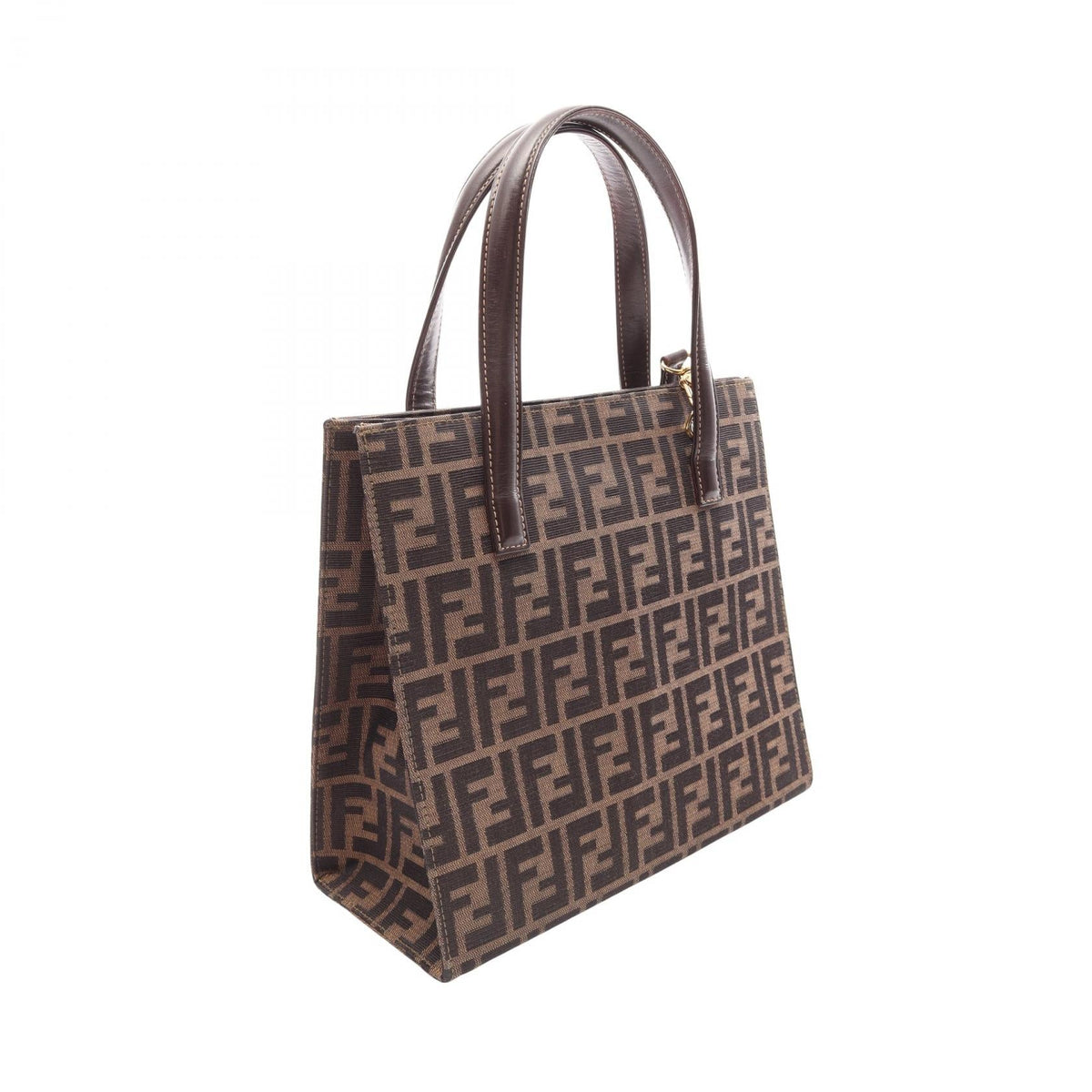 FENDI Zucca 2WAY Tote Bag Brown/Black canvas�leather 2101220156978