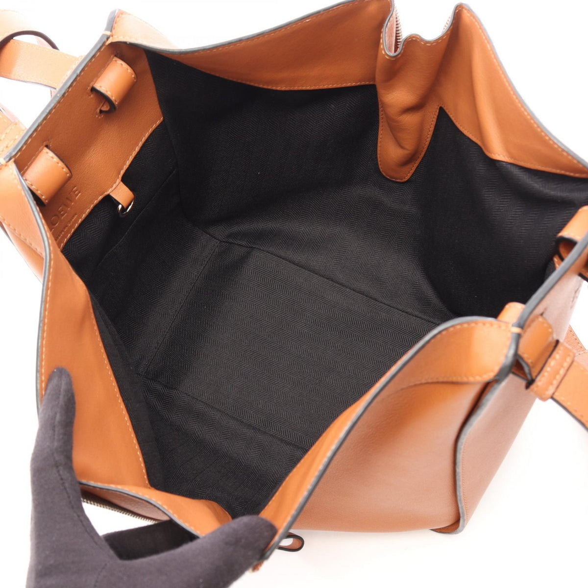 LOEWE Hammock Bag Small 2-Way Handbag Brown leather 2101220157036