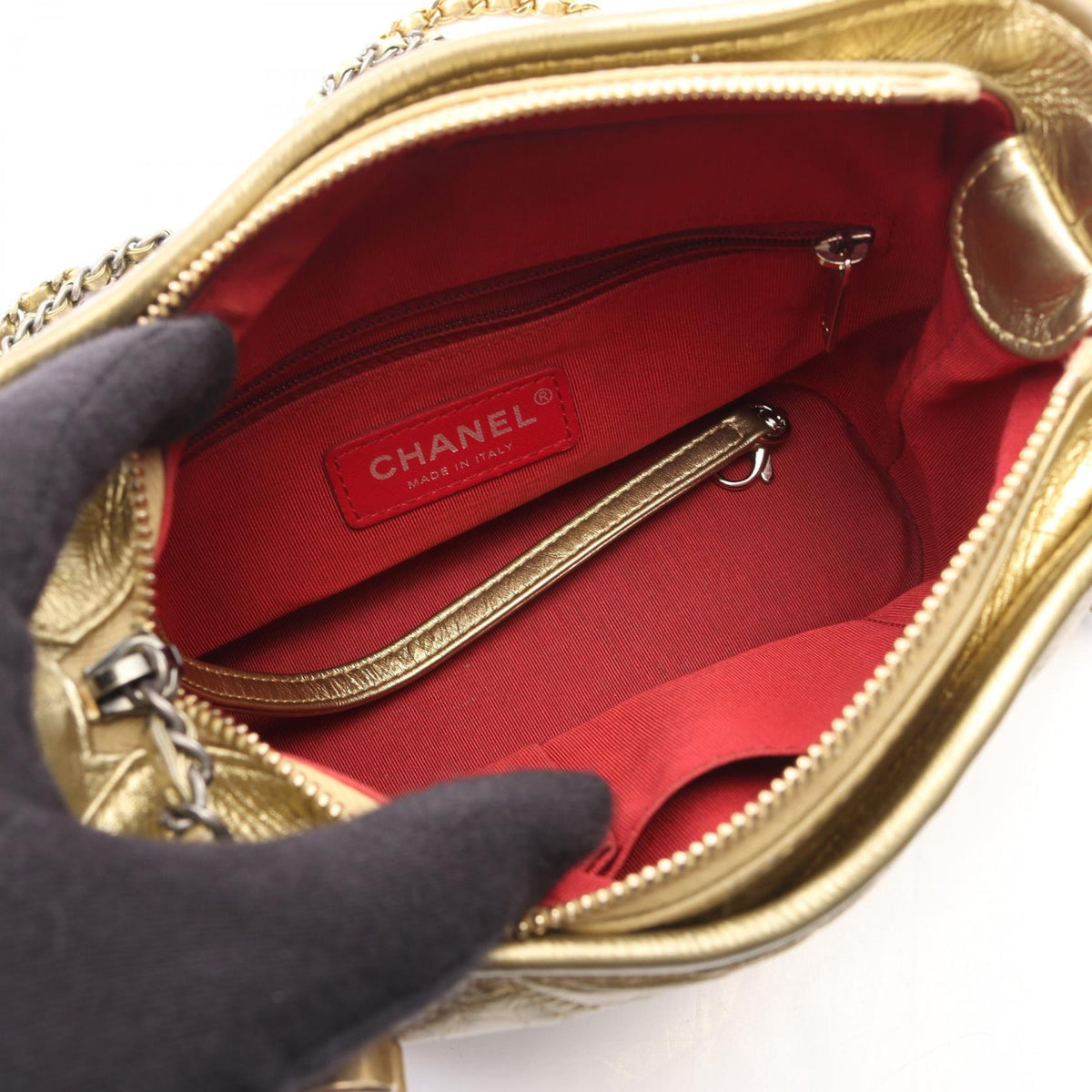 CHANEL Gold Gabriel De Chanel Small Hobo leather A91810 2101220138691