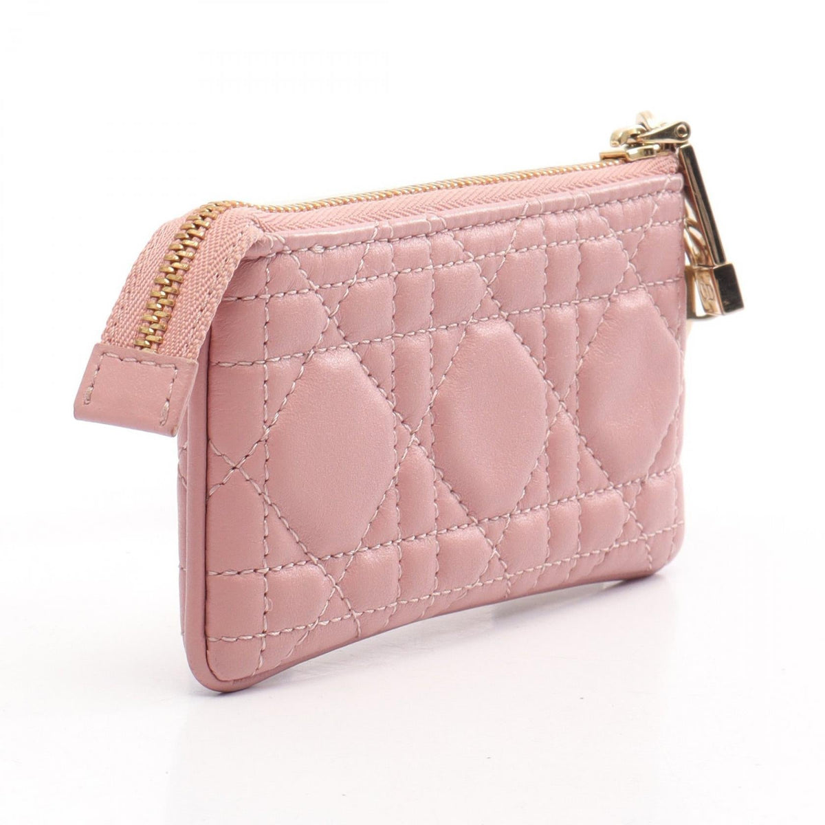 Dior LADY DIOR Christian Dior Cannage Keyring coin purse Pink leather S0972ONMJ 2101219853413