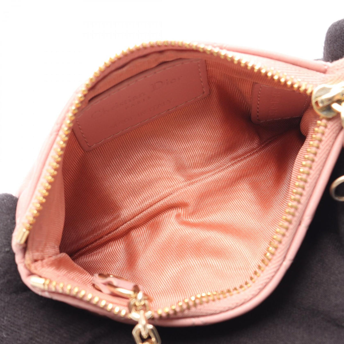 Dior LADY DIOR Christian Dior Cannage Keyring coin purse Pink leather S0972ONMJ 2101219853413