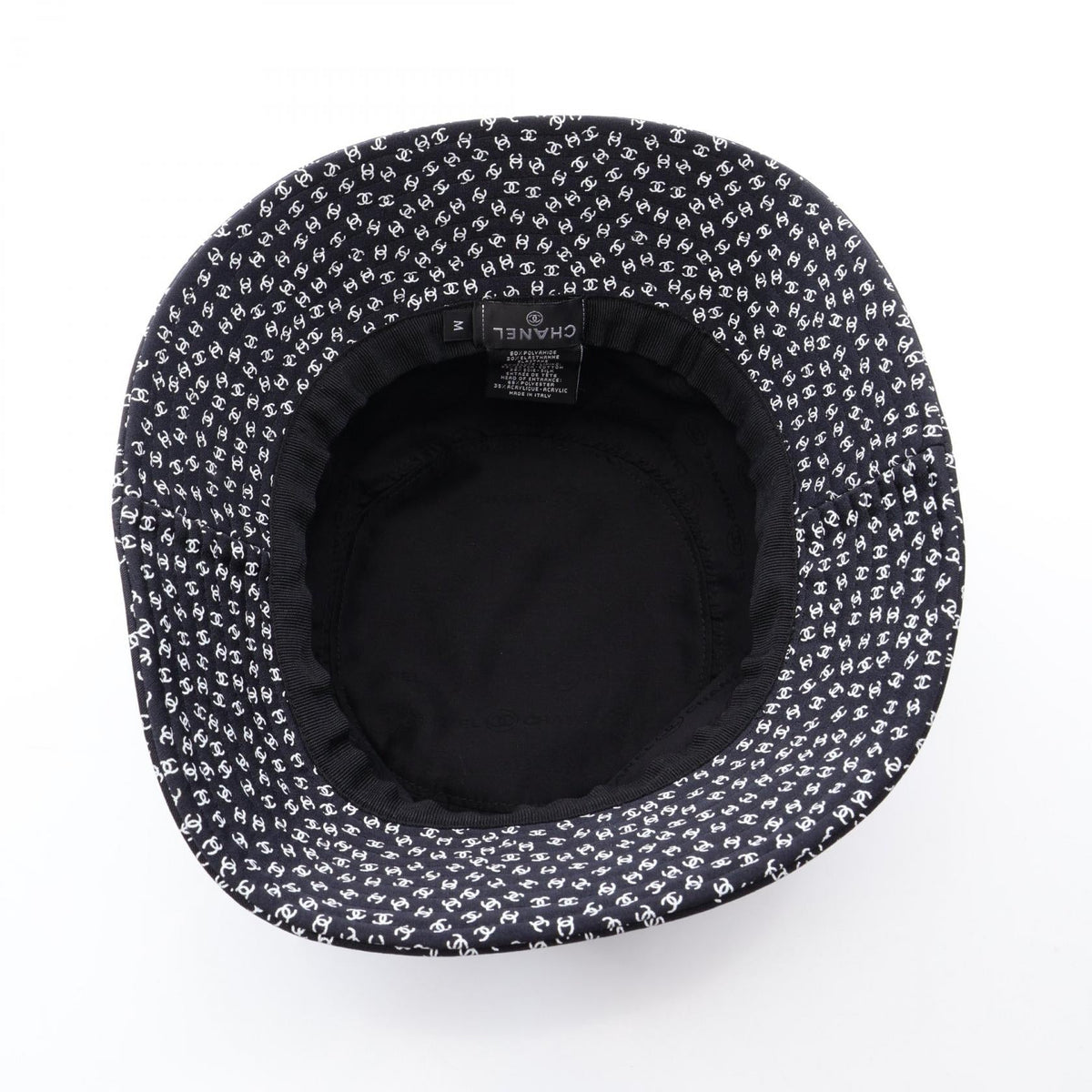 CHANEL Black/White COCO Mark all-over print bucket Nylon 2101220191795