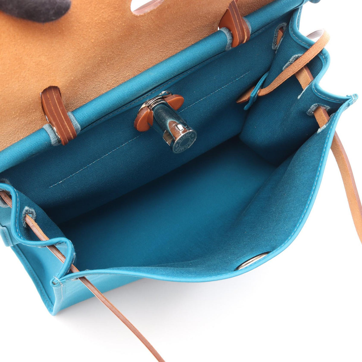 HERMES Aerbag Zip PM Blue de galice 2WAY Handbag Blue/Brown Toile officier Other Toile officier / Vache leather hunter 2101220162511