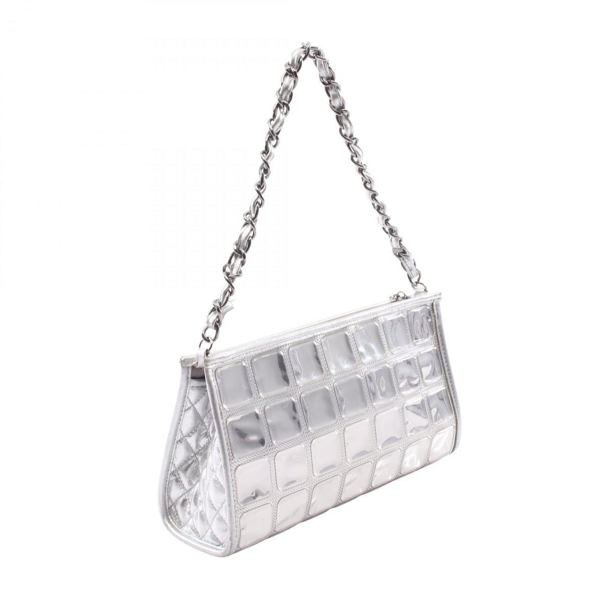 CHANEL Silver Ice cube Plastics leather 2107601181065