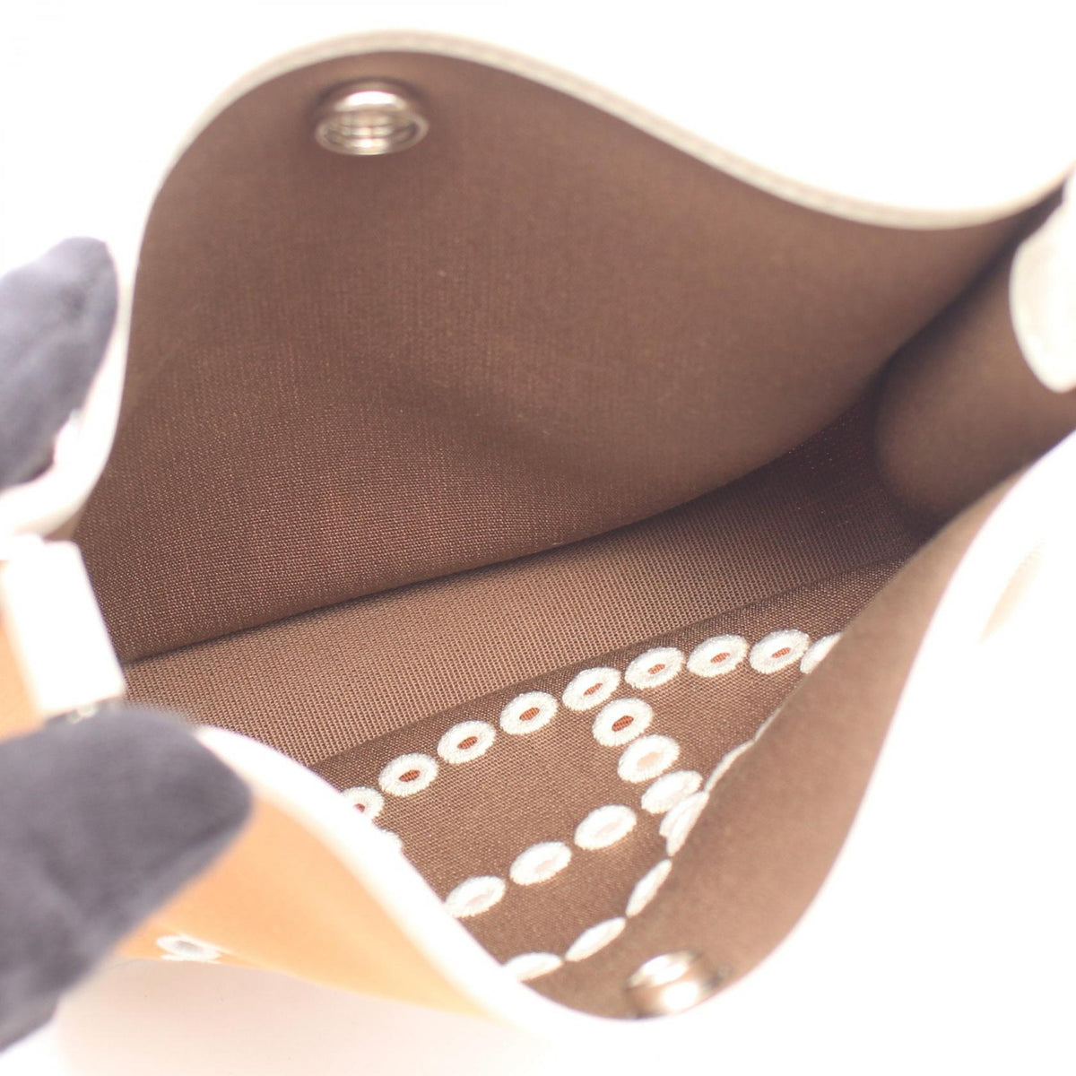 HERMES Neo Evelyne TPM Dune Gris pale Etoupe Grey Shoulder BagWhite White Brown/White Vaux Swift leather Other Toile Officier / Veau Swift leather 2107601181201