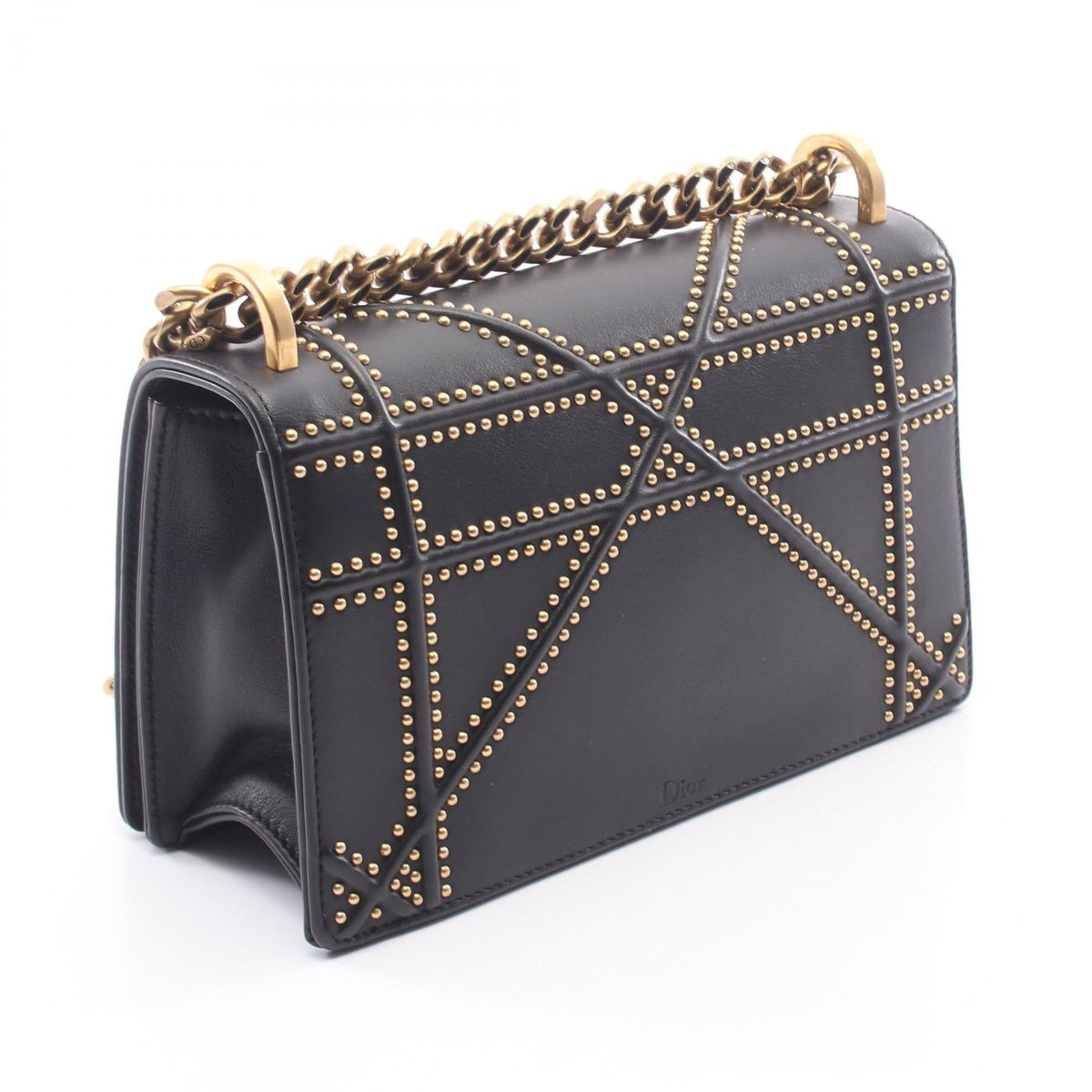 Dior DIORAMA Studs Shoulder Bag Black leather 2101220130077