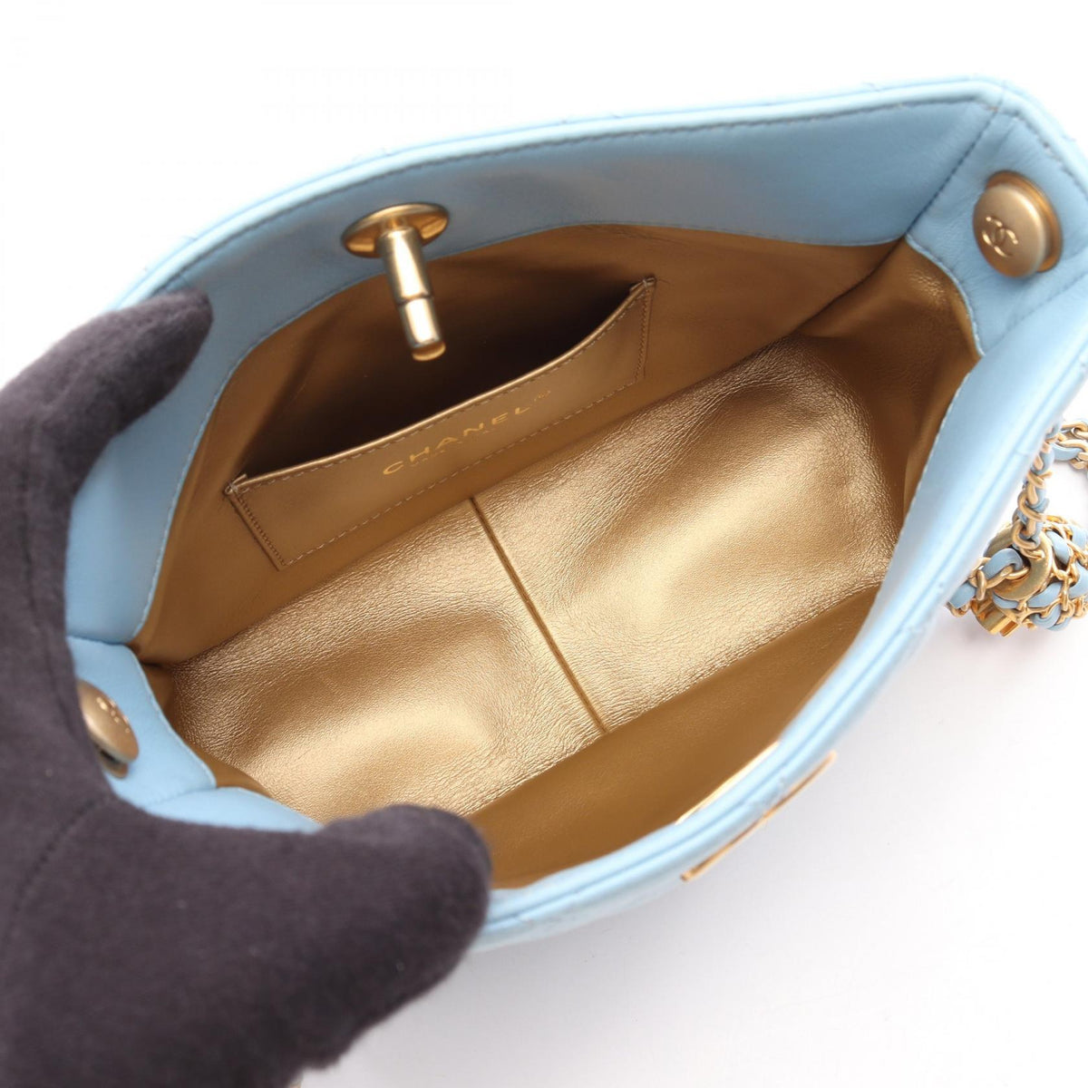 CHANEL Blue Matelasse small hobo bag Lambskin (sheep leather) AS3259 2120100037718