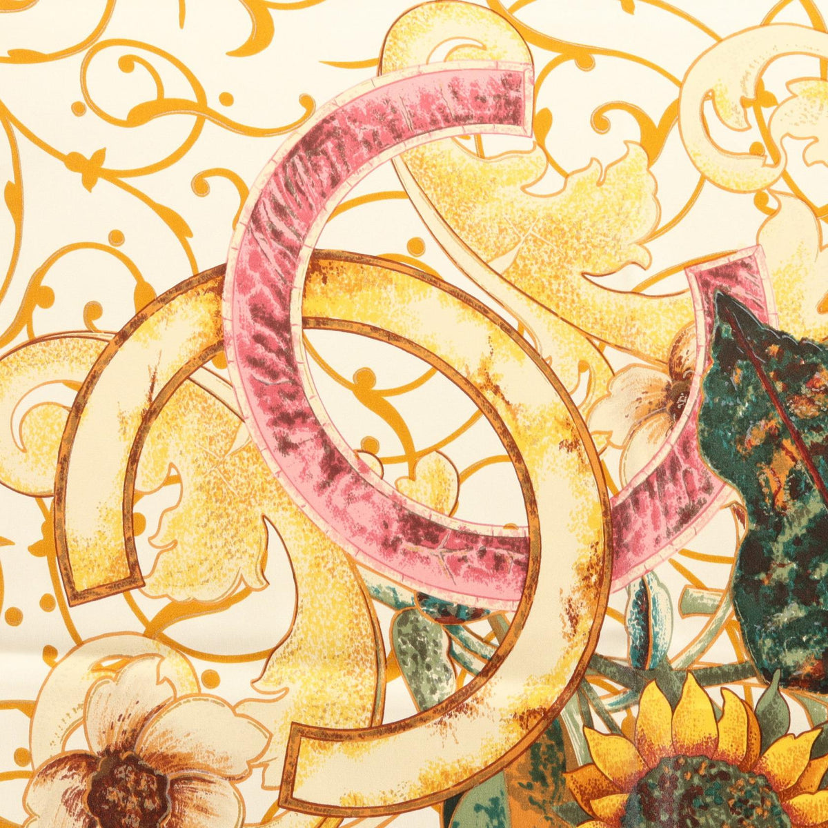 CHANEL Yellow/Multicolor COCO Mark floral pattern silk 2104102535939