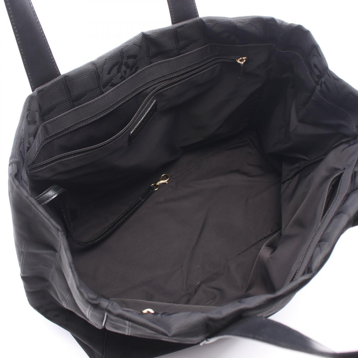 CHANEL Black New Travel Line MM leather Nylon canvas 2101220137236