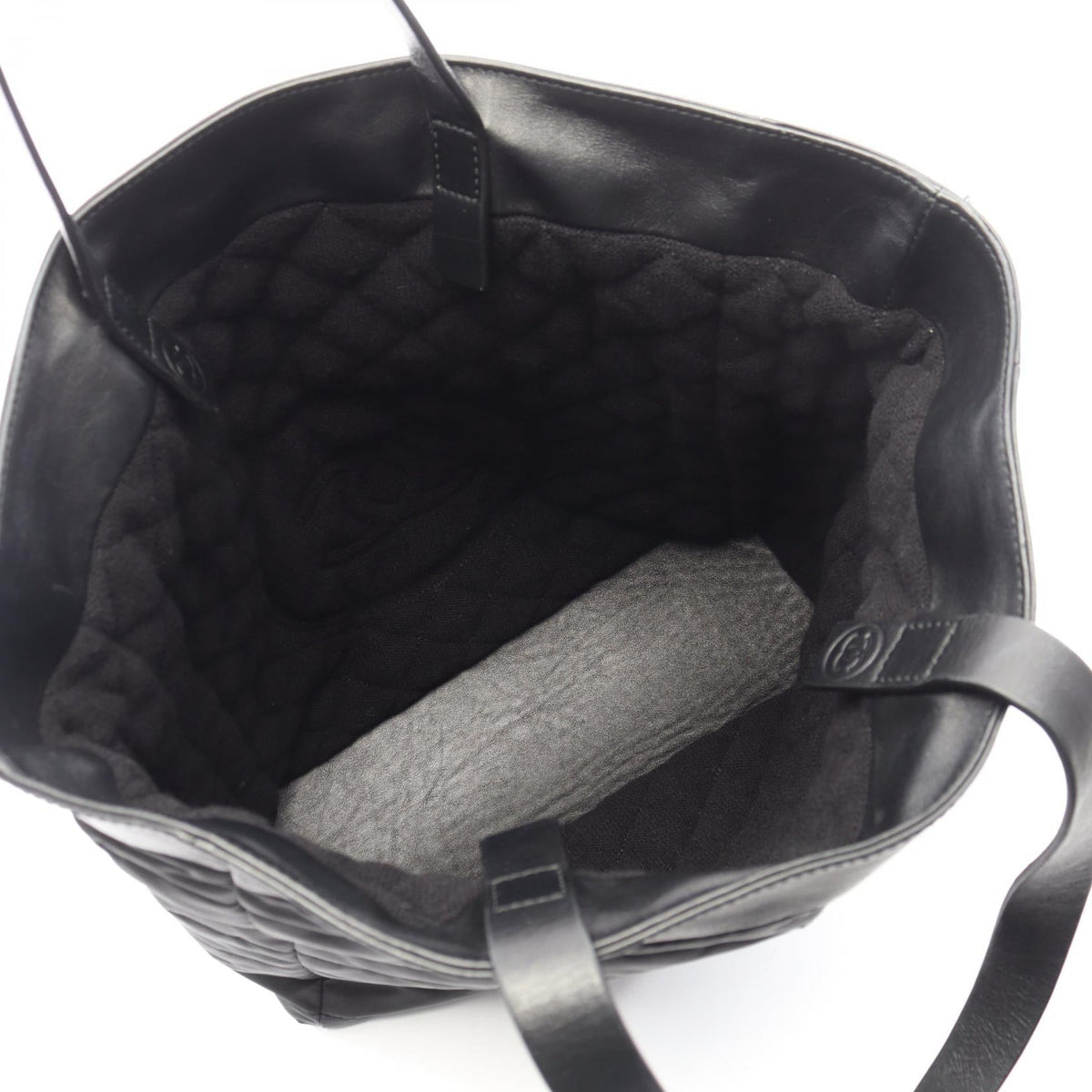 CHANEL Black COCO Mark reversible Nylon leather pile 2101219807645