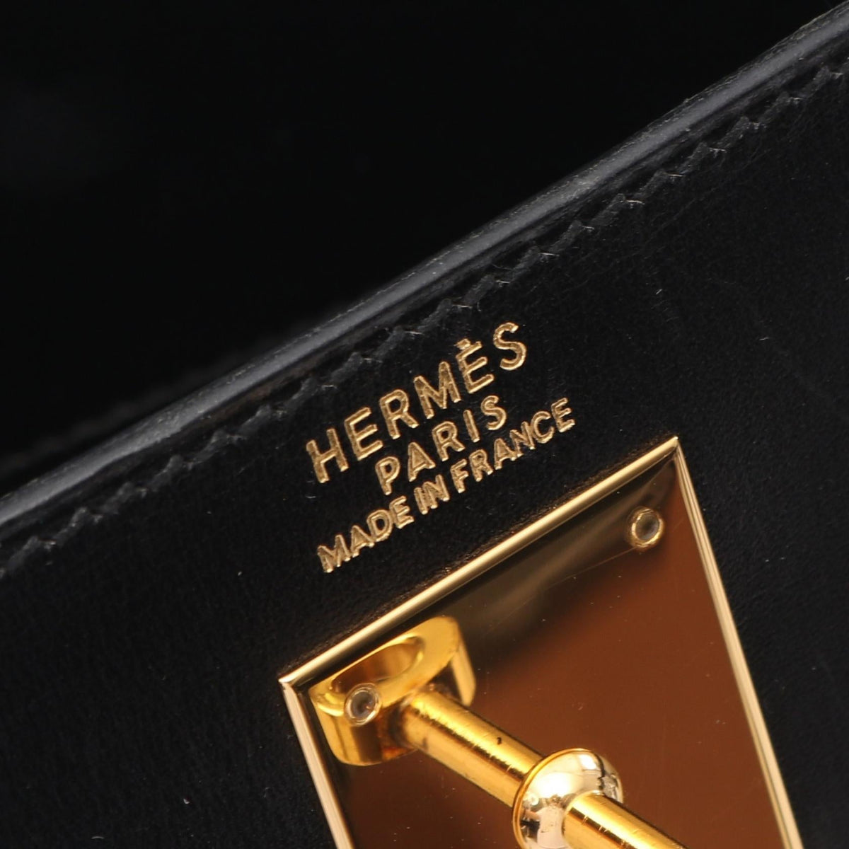 HERMES Kelly 32 outer stitch 2WAY Handbag Black Box calf leather Calfskin (cowhide) 2121400014638